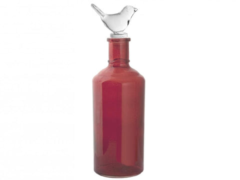 Bottiglia bagno vetro rosso tappo bird 24cm 600ml
