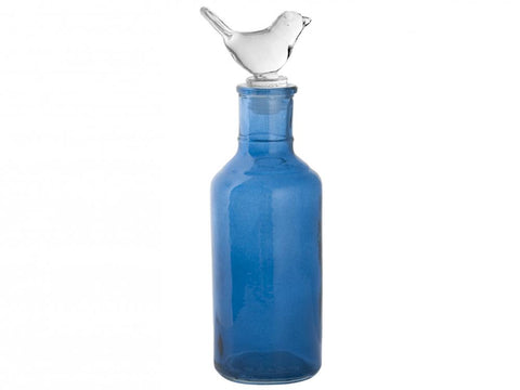 Bottiglia bagno vetro blu tappo bird 21cm 270ml